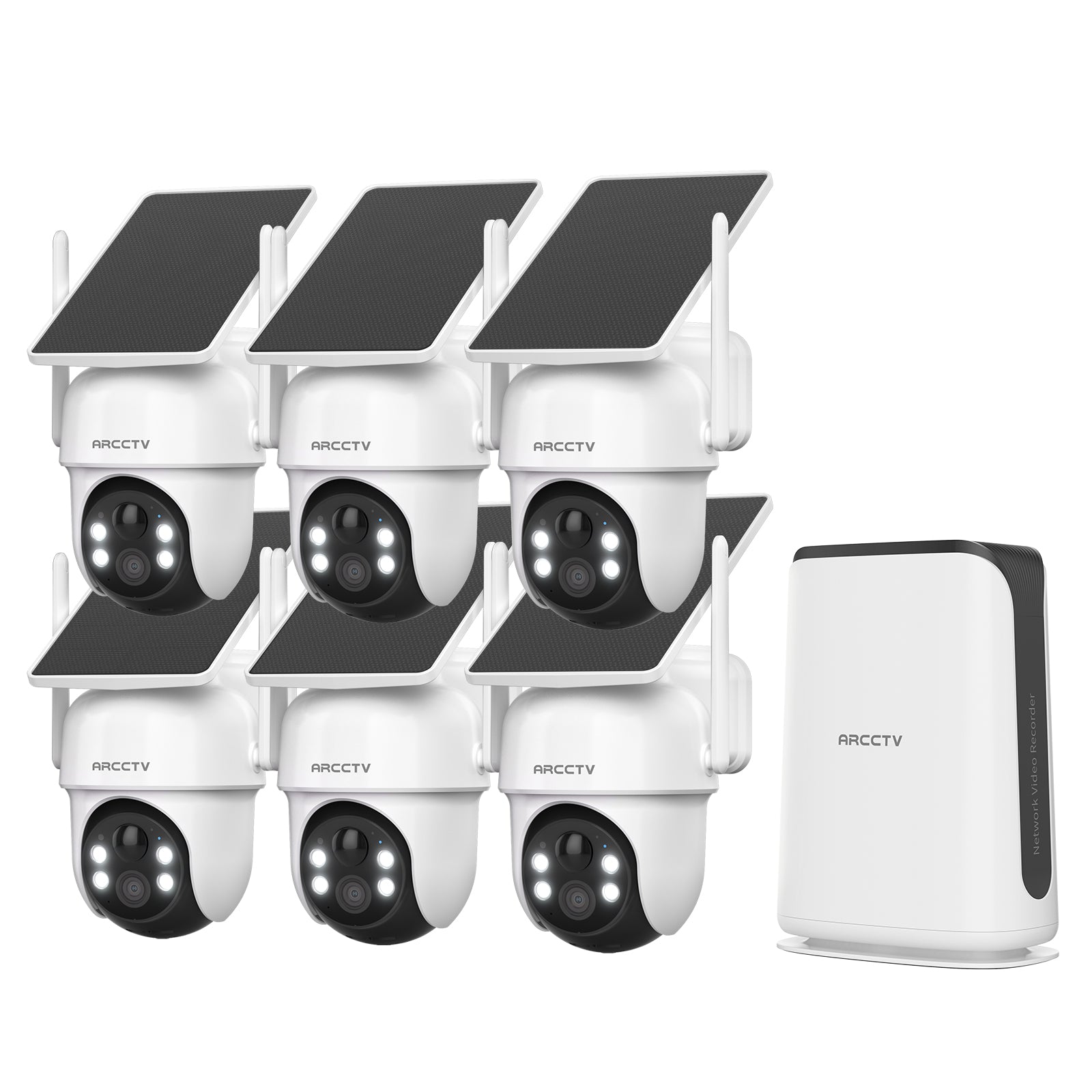 ARCCTV 360° PTZ Wireless Solar Security Cameras System 6-Cam-kit with NVR