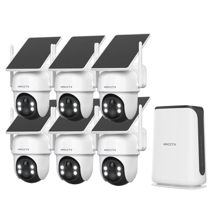 ARCCTV 360° PTZ Wireless Solar Security Cameras System 6-Cam-kit with NVR