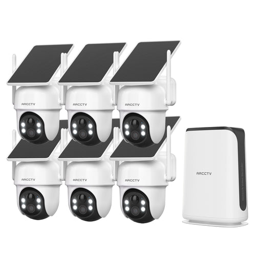 ARCCTV 360° PTZ Wireless Solar Security Cameras System 6-Cam-kit with NVR