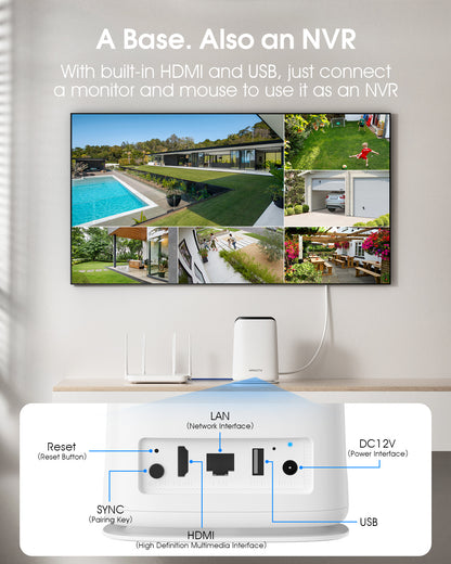 ARCCTV 2K 4MP HD Outdoor Wireless Solar Security Camera with NVR Base Station, 6 Camera Kit