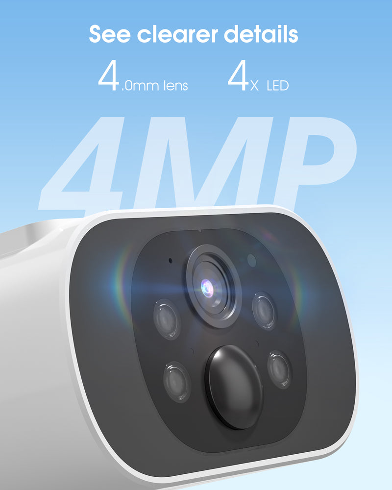 ARCCTV 2K 4MP HD Outdoor Wireless Solar Security Camera with NVR Base Station, 6 Camera Kit