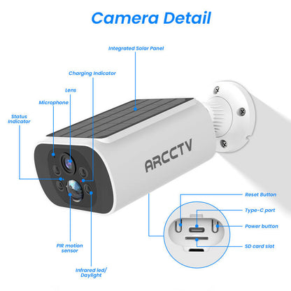 ARCCTV C3 Pro 2K 4MP Integrated Solar Battery Camera (Can't work with any NVR system)