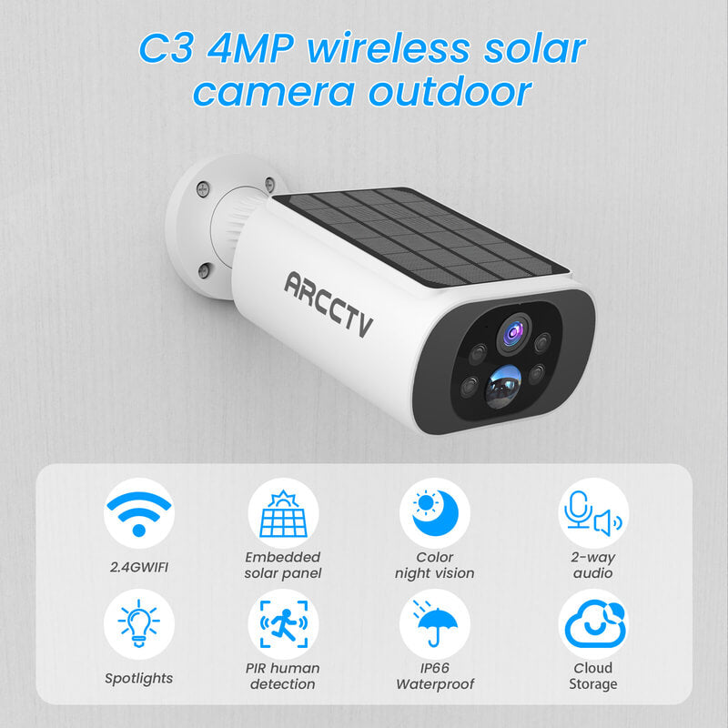 ARCCTV C3 Pro 2K 4MP Integrated Solar Battery Camera (Can't work with any NVR system)