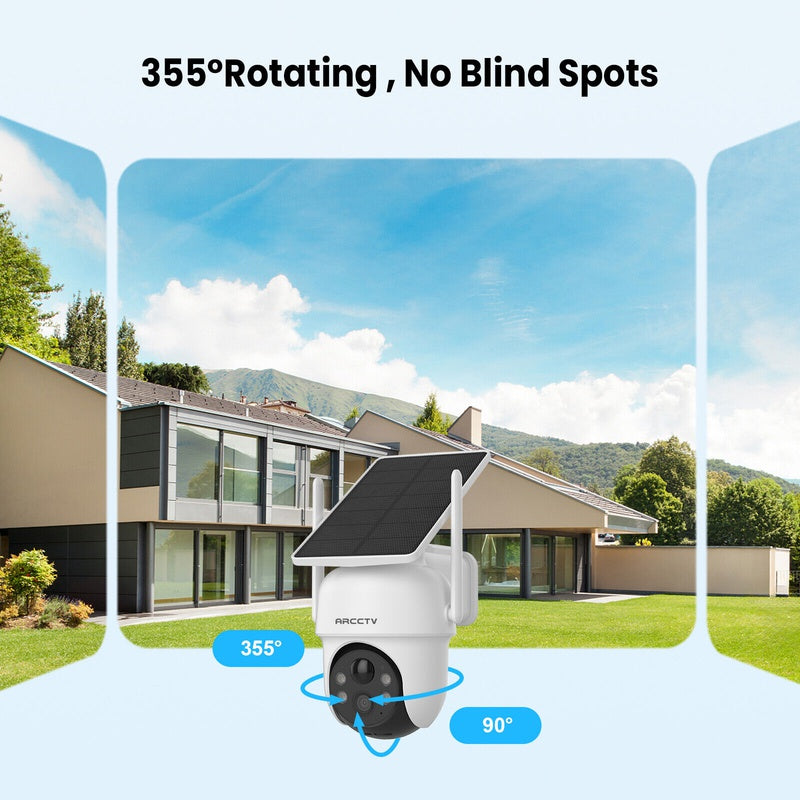 ARCCTV Pro 2K 4MP Integrated Solar Panel Battery Cameras System with 32GB SD Card