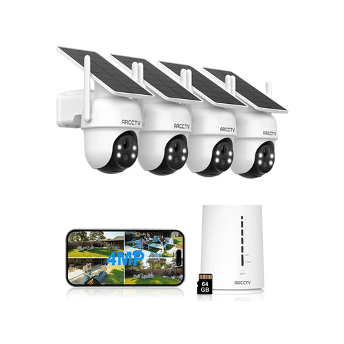 ARCCTV Pro 2K 4MP Überwachungskamera-System mit integriertem Solarpanel, Akku und 32 GB SD-Karte