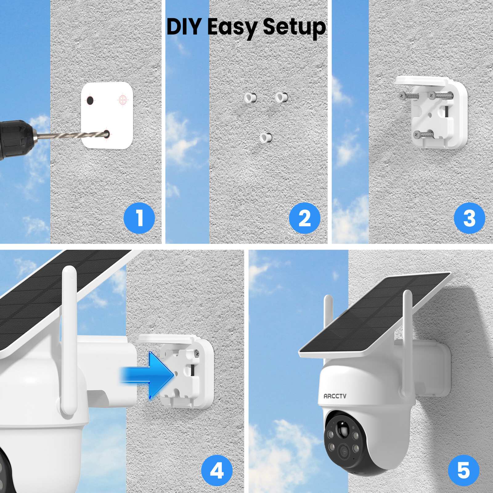 ARCCTV Pro 2K 4MP Integrated Solar Panel Battery Cameras System with 32GB SD Card