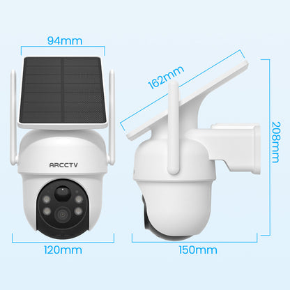 ARCCTV Pro 2K 4MP Integrated Solar Panel Battery Cameras System with 32GB SD Card